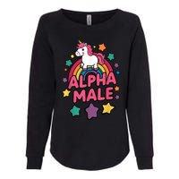 Alpha Male Unicorn Funny Embarrassing Joke Ironic Womens California Wash Sweatshirt