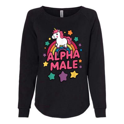 Alpha Male Unicorn Funny Embarrassing Joke Ironic Womens California Wash Sweatshirt