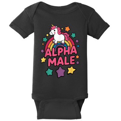 Alpha Male Unicorn Funny Embarrassing Joke Ironic Baby Bodysuit