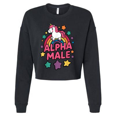 Alpha Male Unicorn Funny Embarrassing Joke Ironic Cropped Pullover Crew