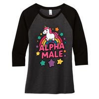 Alpha Male Unicorn Funny Embarrassing Joke Ironic Women's Tri-Blend 3/4-Sleeve Raglan Shirt