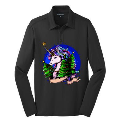 A Magical Unicorn Christmas Silk Touch Performance Long Sleeve Polo