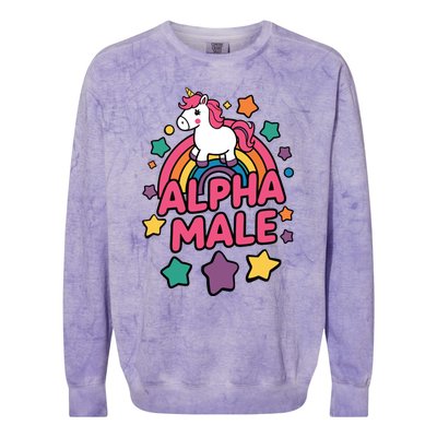 Alpha Male Unicorn Funny Embarrassing Joke Ironic Colorblast Crewneck Sweatshirt