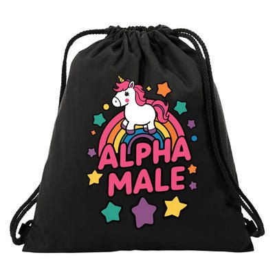 Alpha Male Unicorn Funny Embarrassing Joke Ironic Drawstring Bag