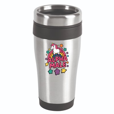 Alpha Male Unicorn Funny Embarrassing Joke Ironic 16oz Travel Tumbler