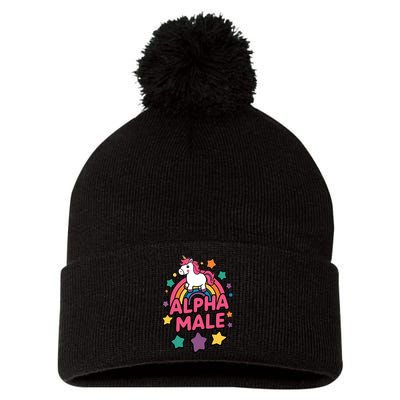 Alpha Male Unicorn Funny Embarrassing Joke Ironic Pom Pom 12in Knit Beanie