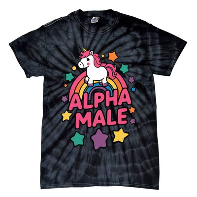 Alpha Male Unicorn Funny Embarrassing Joke Ironic Tie-Dye T-Shirt