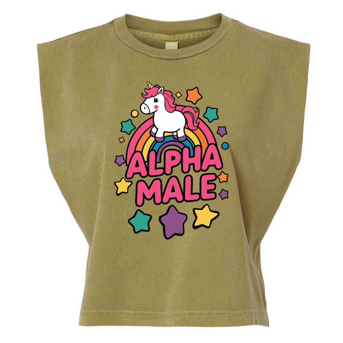 Alpha Male Unicorn Funny Embarrassing Joke Ironic Garment-Dyed Women's Muscle Tee