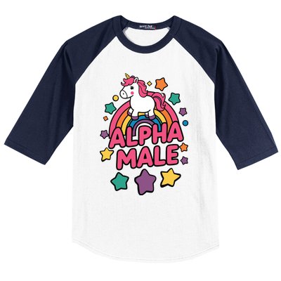 Alpha Male Unicorn Funny Embarrassing Joke Ironic Baseball Sleeve Shirt