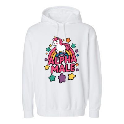 Alpha Male Unicorn Funny Embarrassing Joke Ironic Garment-Dyed Fleece Hoodie