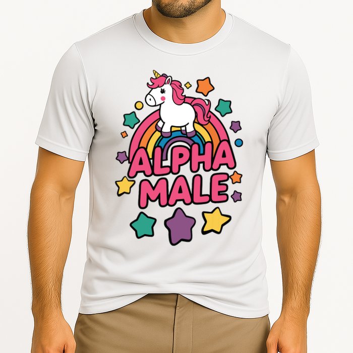 Alpha Male Unicorn Funny Embarrassing Joke Ironic Performance Shirt