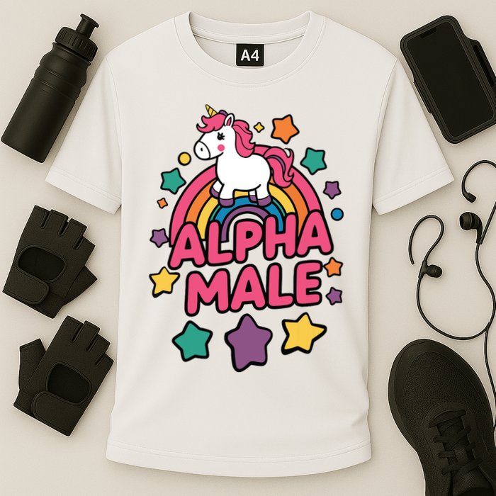 Alpha Male Unicorn Funny Embarrassing Joke Ironic Performance Shirt