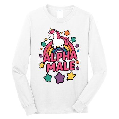 Alpha Male Unicorn Funny Embarrassing Joke Ironic Long Sleeve Shirt