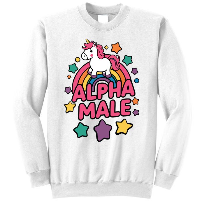 Alpha Male Unicorn Funny Embarrassing Joke Ironic Sweatshirt