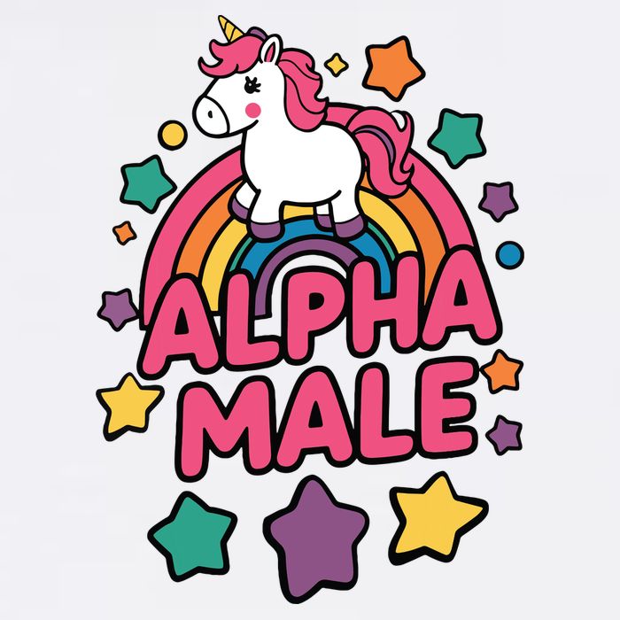 Alpha Male Unicorn Funny Embarrassing Joke Ironic Button