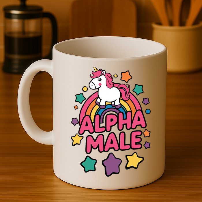 Alpha Male Unicorn Funny Embarrassing Joke Ironic Mug