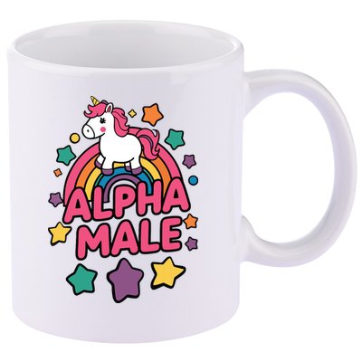 Alpha Male Unicorn Funny Embarrassing Joke Ironic 11oz C Handle Ceramic Mug