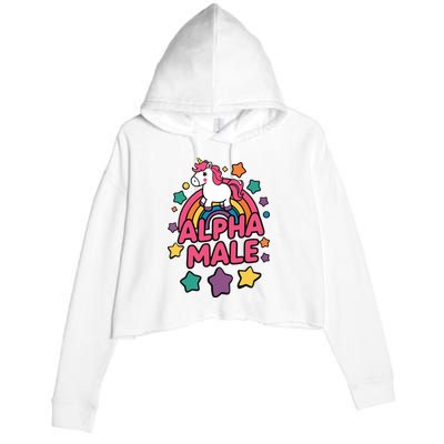 Alpha Male Unicorn Funny Embarrassing Joke Ironic Crop Fleece Hoodie