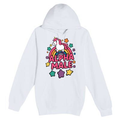 Alpha Male Unicorn Funny Embarrassing Joke Ironic Premium Pullover Hoodie