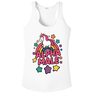Alpha Male Unicorn Funny Embarrassing Joke Ironic Ladies PosiCharge Competitor Racerback Tank