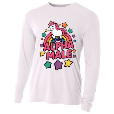 Alpha Male Unicorn Funny Embarrassing Joke Ironic Cooling Performance Long Sleeve Crew