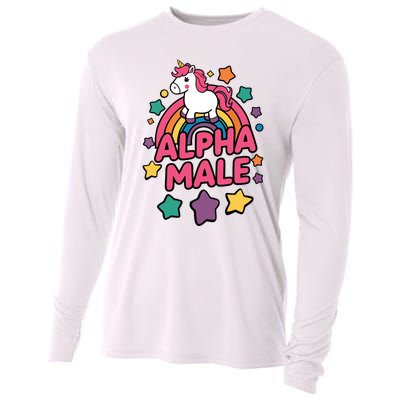 Alpha Male Unicorn Funny Embarrassing Joke Ironic Cooling Performance Long Sleeve Crew