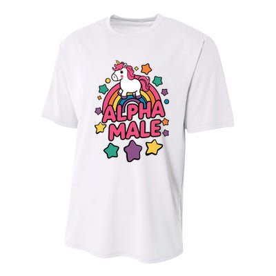 Alpha Male Unicorn Funny Embarrassing Joke Ironic Youth Performance Sprint T-Shirt