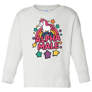 Alpha Male Unicorn Funny Embarrassing Joke Ironic Toddler Long Sleeve Shirt