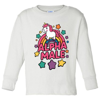 Alpha Male Unicorn Funny Embarrassing Joke Ironic Toddler Long Sleeve Shirt