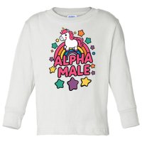 Alpha Male Unicorn Funny Embarrassing Joke Ironic Toddler Long Sleeve Shirt