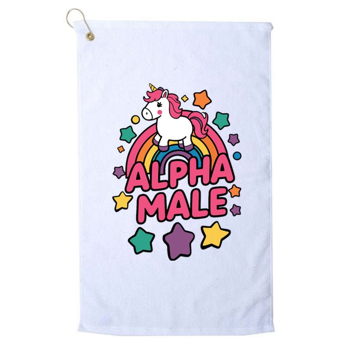 Alpha Male Unicorn Funny Embarrassing Joke Ironic Platinum Collection Golf Towel