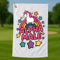 Alpha Male Unicorn Funny Embarrassing Joke Ironic Golf Towel