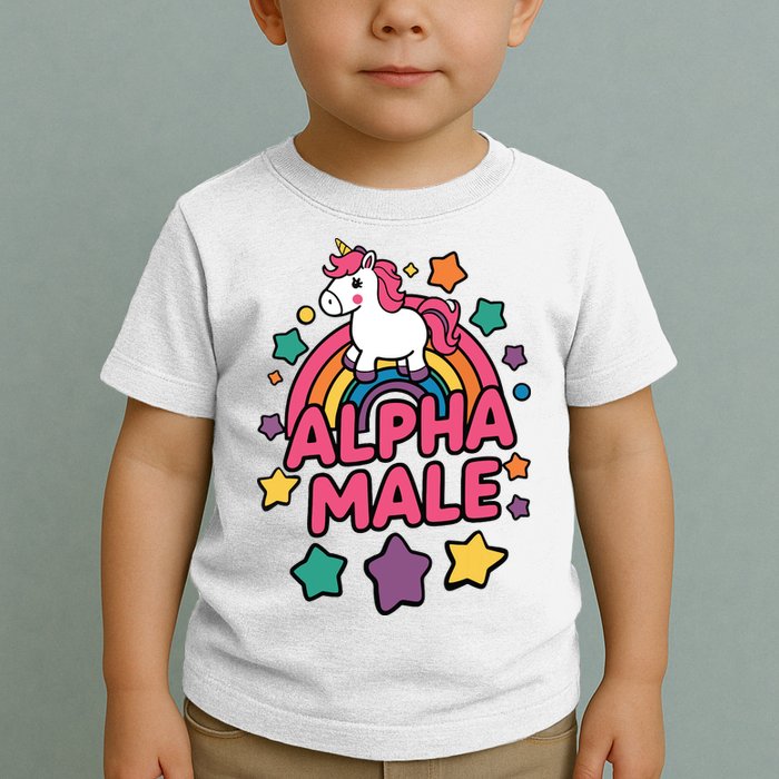 Alpha Male Unicorn Funny Embarrassing Joke Ironic Toddler T-Shirt