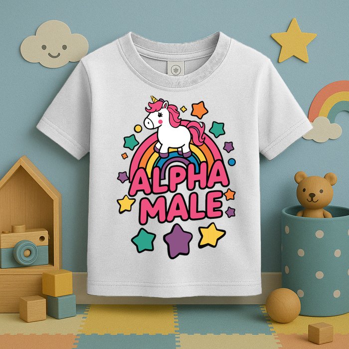 Alpha Male Unicorn Funny Embarrassing Joke Ironic Toddler T-Shirt