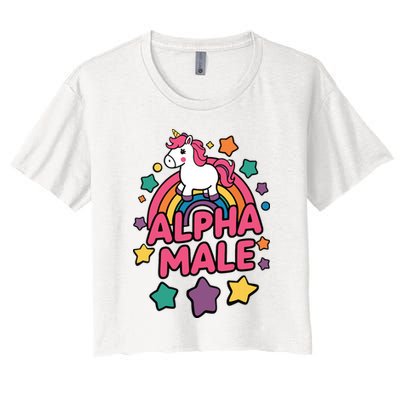 Alpha Male Unicorn Funny Embarrassing Joke Ironic Crop Top