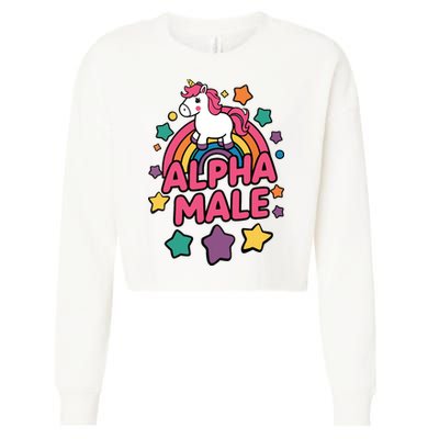 Alpha Male Unicorn Funny Embarrassing Joke Ironic Cropped Pullover Crew