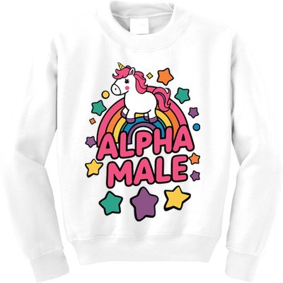 Alpha Male Unicorn Funny Embarrassing Joke Ironic Kids Sweatshirt