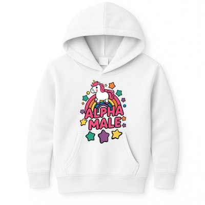 Alpha Male Unicorn Funny Embarrassing Joke Ironic Kids Hoodie