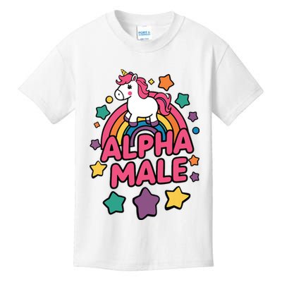 Alpha Male Unicorn Funny Embarrassing Joke Ironic Kids T-Shirt