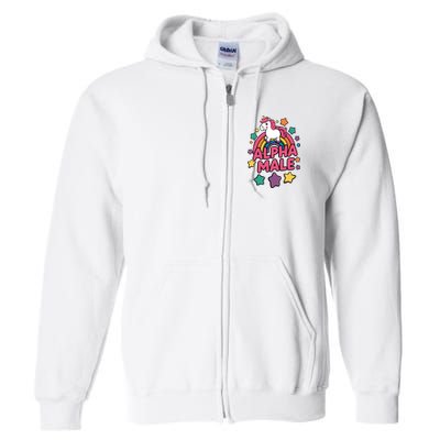 Alpha Male Unicorn Funny Embarrassing Joke Ironic Full Zip Hoodie