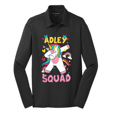 Adley Merch Unicorn Design Silk Touch Performance Long Sleeve Polo