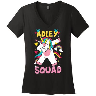 Adley Merch Unicorn Design Women's V-Neck T-Shirt