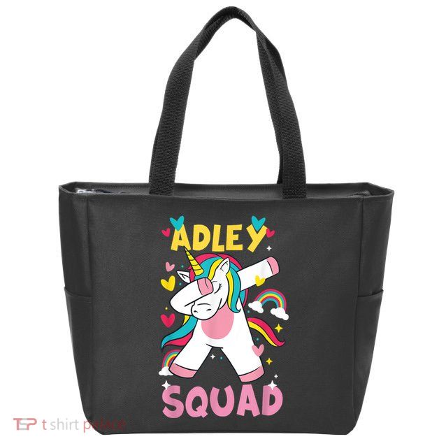 Adley Merch Unicorn Design Zip Tote Bag