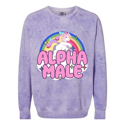 Alpha Male Unicorn Rainbow Colorblast Crewneck Sweatshirt