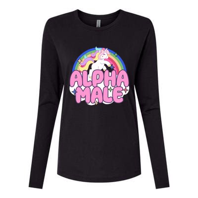 Alpha Male Unicorn Rainbow Womens Cotton Relaxed Long Sleeve T-Shirt