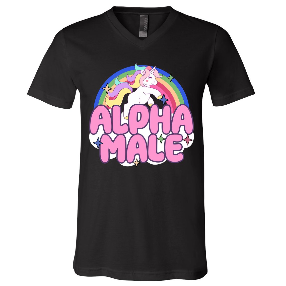 Alpha Male Unicorn Rainbow V-Neck T-Shirt