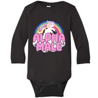 Alpha Male Unicorn Rainbow Baby Long Sleeve Bodysuit