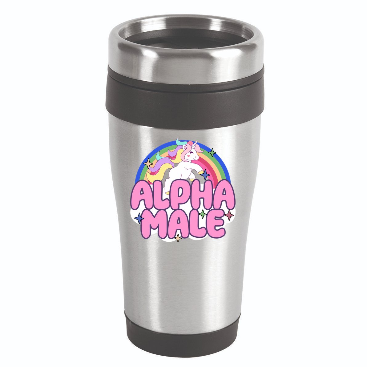 Alpha Male Unicorn Rainbow 16oz Travel Tumbler
