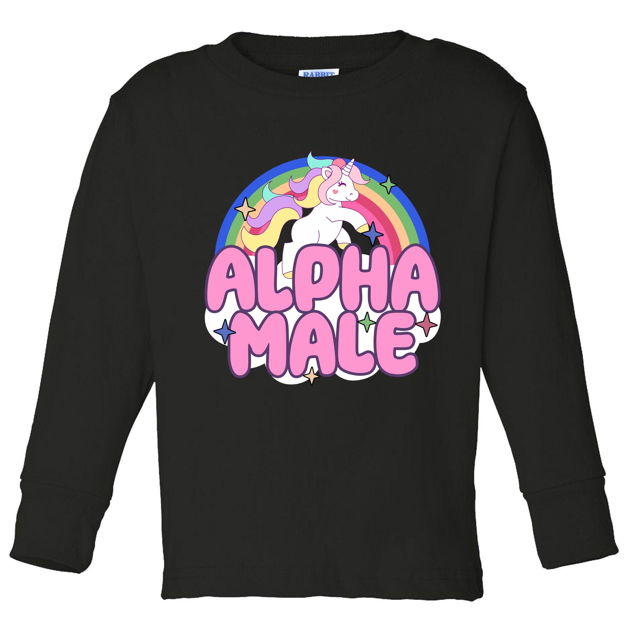Alpha Male Unicorn Rainbow Toddler Long Sleeve Shirt