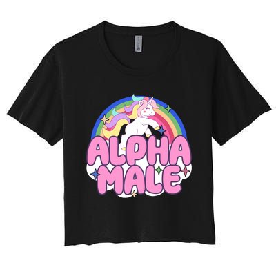 Alpha Male Unicorn Rainbow Women's Crop Top Tee